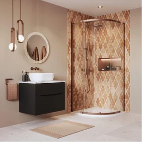 Crosswater Asura Kwartronde Douchedeur - 8mm - 90x90cm - geborsteld brons AUQSBZC0900