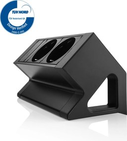 Bureau Stekkerdoos Zwart 2x 230V + EGST® Snoer 3m