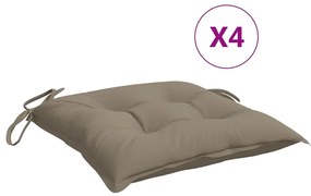 vidaXL Stoelkussens 4 st 40x40x7 cm stof taupe