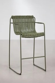 Set Van 2 Stapelbare Hoge Tuinkrukken Met Armleuningen Van Synthetisch Rattan En Staal Revia ↑75 Cm & Groen – Intens Olijf - Sklum