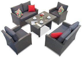 Tuinpunt Parma Apetito 6 antraciet technorattan tuinset