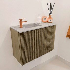Mondiaz Joya DLux 60cm toiletmeubel ronding rechts dusk met wastafel faye links 1 kraangat glace