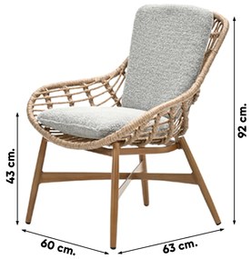 Castello loungestoel - Natural rotan - inclusief kussens