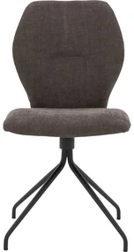 Goossens Eetkamerstoel Hera bruin stof leuning, modern design
