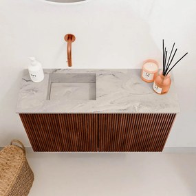 Mondiaz Joya DLux 70cm toiletmeubel ruby met wastafel faye links zonder kraangat glace