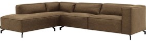 Goossens Bank Calvin groen, micro leer, 3,5-zits, modern design met ligelement links