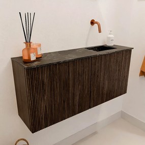 Mondiaz Joya DLux 90cm toiletmeubel walnut met wastafel faye rechts zonder kraangat lava