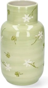 Vaas, steengoed, bloemen en klavers,Ø11 cm x 20 cm