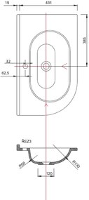 Sapho Pulse wastafel met console mat zwart 75x45cm rechts