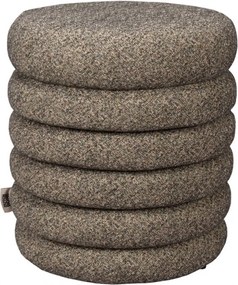 Dutchbone Fern Ronde Poef Zwart Boucle Stof
