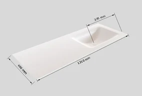 Zaro Valencia Solid Surface badmeubel 120cm licht eiken 1 kraangat spoelbak rechts met 2 lades