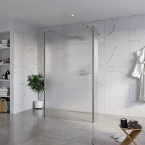 Fortifura Galeria Vrijstaande Inloopdouche - 120x200cm - Helder geribbeld - antikalk - 8mm veiligheidsglas - 2 zijwanden 30cm - wandsteunen en hoekprofielen - Geborsteld Gunmetal PVD SW927771 2x/SW797953/SW797945 2x/SW798732 2x