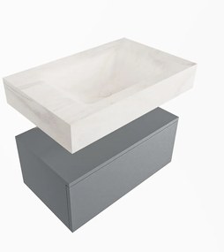 Mondiaz Alan DLux badmeubel 70cm plata 1 lade met wastafel ostra midden zonder kraangat