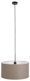 Stoffen Eettafel / Eetkamer Landelijke hanglamp zwart met bruine kap 50 cm - Combi 1 Modern, Landelijk E27 rond Binnenverlichting Lamp