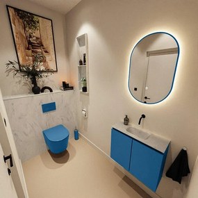 MONDIAZ TURE-DLUX 60cm toiletmeubel Jeans. EDEN wastafel Opalo positie midden. Zonder kraangat. TUREDX60JEAM0OPA