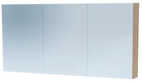 Saniclass Dual Spiegelkast - 140x70x15cm - verlichting - geintegreerd - 3 links- rechtsdraaiende spiegeldeur - MFC - legno calore 7782
