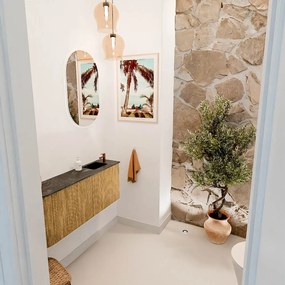 Mondiaz Joya DLux 100cm toiletmeubel ronding links oak met wastafel faye rechts 1 kraangat lava