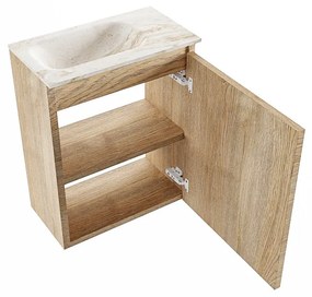 Mondiaz Ture DLux toiletmeubel 40cm washed oak met wastafel frappe links zonder kraangat