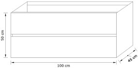 Zaro Valencia Solid Surface badmeubel 100cm donker eiken zonder kraangat spoelbak rechts met 2 lades