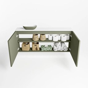 Mondiaz Fowy toiletmeubel 120cm army met legergroene waskom links zonder kraangat