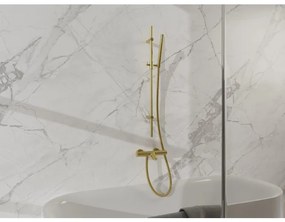 Fortifura Calvi Badkraan - met glijstangset - staafhanddouche - metalen doucheslang - geborsteld messing PVD (Goud) SW767490/SW720570/SW706206/SW720226