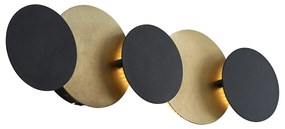 Moderne wandlamp zwart met goud incl. LED 3-staps dimbaar 5-lichts - Sunrise 3 Modern rond Binnenverlichting Lamp