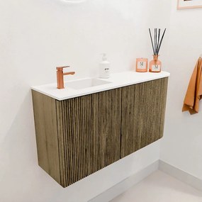 Mondiaz Joya 80cm toiletmeubel ronding rechts dusk met wastafel faye links 1 kraangat talc