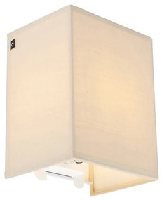 Landelijke wandlamp beige met stoffen kap - Vete