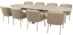 Prado Bernini dining tuinset 300x110xH75 cm 9 delig keramiek latte 4 Seasons Outdoor