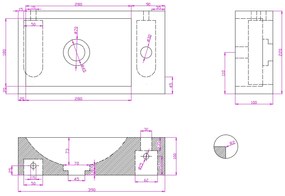 Fontana Dark Emperador toiletmeubel 40cm warm eiken