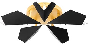 Design plafondlamp zwart met goud 5-lichts - Sinem