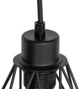 Eettafel / Eetkamer Landelijke hanglamp zwart met hout 6-lichts - Chon Landelijk E27 Binnenverlichting Lamp