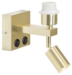 Moderne wandlamp messing met leeslamp - Brescia