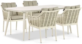 Tuinset 4 personen 180 cm Aluminium/Wicker Taupe Apple Bee Milou/Vienna