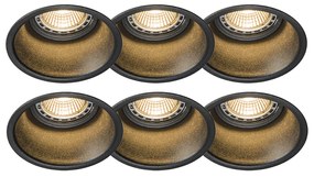 Set van 6 moderne inbouwspots zwart - Dept