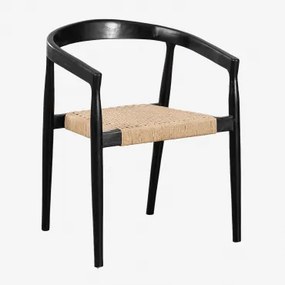 Pack Van 2 Eetkamerstoelen Met Armleuningen Van Teakhout Visby Design Gewoon Zwart - Sklum