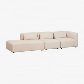 3-delige Modulaire Hoekbank Met Linker Divan Fogler Teddystof Crème Beige - Sklum
