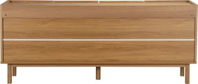 Eiken Dressoir Met Stoffen Deuren 180 Cm - 180x40x60cm.