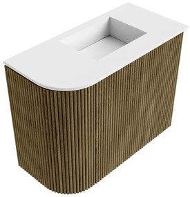 Mondiaz Joya 50cm toiletmeubel ronding links dusk met wastafel faye rechts zonder kraangat talc