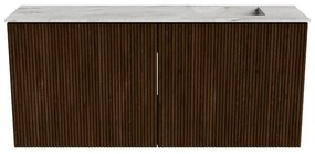 Mondiaz Joya DLux 90cm toiletmeubel walnut met wastafel faye rechts zonder kraangat glace