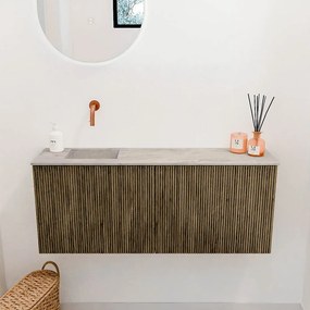 Mondiaz Joya DLux 100cm toiletmeubel dusk met wastafel faye links zonder kraangat glace