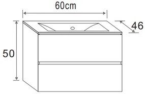 Badstuber Corbo badkamermeubel 60cm eiken grijs met wastafel 1 kraangat