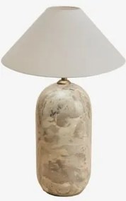 Tafellamp Van Natuurlijk Steen Yalvira Beige Marmer Panther & Wit Mat Ø35 Cm - ↑15 Cm Graciela - Sklum