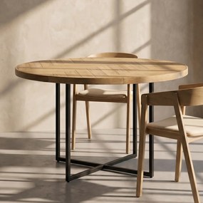 Ronde Eettafel Visgraat Eiken - 120 X 120cm.