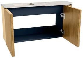 Mondiaz Joya DLux 80cm toiletmeubel ronding rechts oak met wastafel faye links zonder kraangat frappe