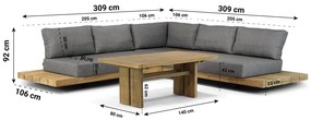 Loungeset 5 personen Teak Old teak greywash Santika Furniture Santika Superior