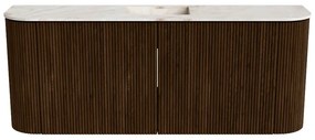 Mondiaz Joya DLux 105cm toiletmeubel ronding links/rechts walnut met wastafel faye midden zonder kraangat frappe