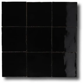 Hoogglans Handvorm Wandtegel 13x13 Cm Baltimore Zwart RBT65