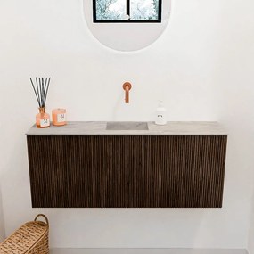 Mondiaz Joya DLux 100cm toiletmeubel walnut met wastafel faye midden zonder kraangat glace