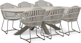 Tuinset 6 personen 240 cm Rope Taupe Santika Furniture Santika